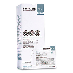 Sani Professional Sani-Cloth AF3 Individually Wrapped Germicidal Disposable Wipes, X-Large, 1-Ply, 11.75" x 11.5", Unscented, White, 50/Box (PDIU27500)
