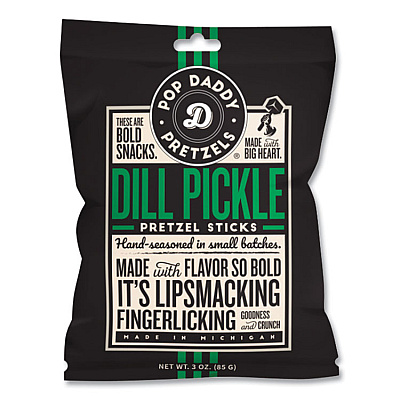 Performance Food Group Dill Pickle Pretzel Sticks, 3 oz Bag, 15/Carton (POY00561)