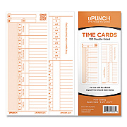 uPunch Time Card for PK1100 Time Clock, Two Sides, 3.38 x 8.25, 100/Pack (PPZC1100)