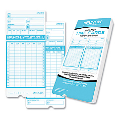 uPunch Pay-to-Punch Time Card for SB1200 Time Clock, Two Sides, 3.38 x 7.38, 100/Pack (PPZCB1100)