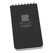 Rite in the Rain All-Weather Wire-O Notepad, Universal: Narrow Rule and Quadrille Rule, Black Cover, 50 White 3 x 5 Sheets (RIR735)
