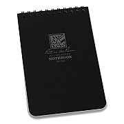 Rite in the Rain All-Weather Wire-O Notepad, Universal: Narrow Rule and Quadrille Rule, Black Cover, 50 White 4 x 6 Sheets (RIR746)