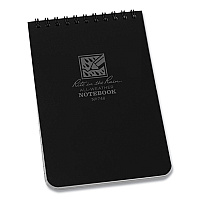 Rite in the Rain All-Weather Wire-O Notepad, Universal: Narrow Rule and Quadrille Rule, Black Cover, 50 White 4 x 6 Sheets (RIR746)
