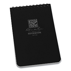 Rite in the Rain All-Weather Wire-O Notepad, Universal: Narrow Rule and Quadrille Rule, Black Cover, 50 White 4 x 6 Sheets (RIR746)