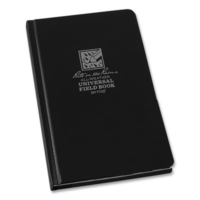 Rite in the Rain All-Weather Hardbound Notebook, Universal: Narrow Rule and Quadrille Rule, Black Cover, (80) 7.25 x 4.38 Sheets (RIR770F)