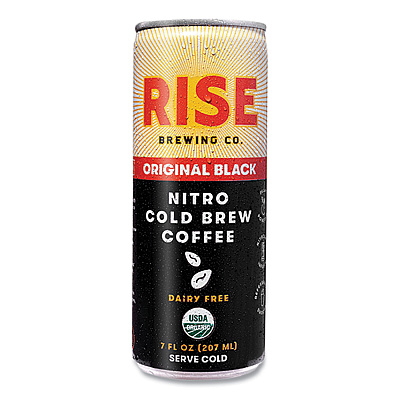 RISE Brewing Co. Nitro Cold Brew Latte, Original Black, 7 oz Can, 12/Carton (RSB00043)