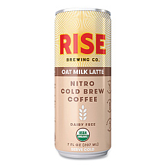 RISE Brewing Co. Nitro Cold Brew Latte, Oat Milk, 7 oz Can, 12/Carton (RSB00045)