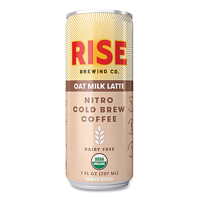 RISE Brewing Co. Nitro Cold Brew Latte, Oat Milk, 7 oz Can, 12/Carton (RSB00045)