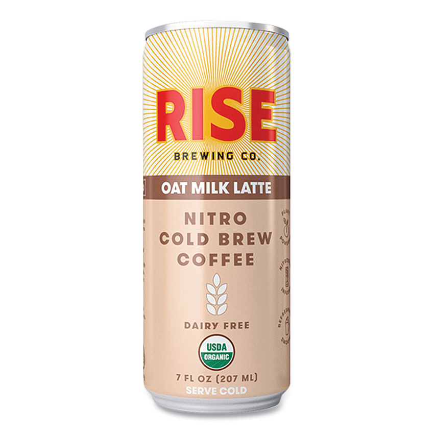 RISE Brewing Co. Nitro Cold Brew Latte, Oat Milk, 7 oz Can, 12/Carton (RSB00045)