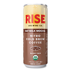 RISE Brewing Co. Nitro Cold Brew Latte, Oat Milk Mocha, 7 oz Can, 12/Carton (RSB00049)
