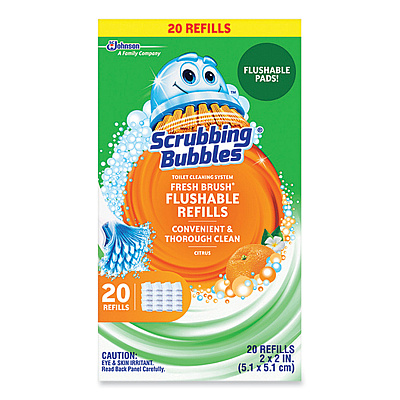 Scrubbing Bubbles Fresh Brush Toilet Cleaning System Refill, Citrus Scent, 20/Pack (SJN301802)