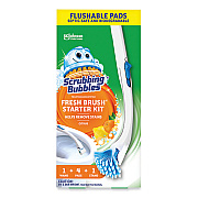Scrubbing Bubbles Fresh Brush Toilet Cleaning System Starter Kit, 19" Wand, 4 Pads, Stand (SJN301822)