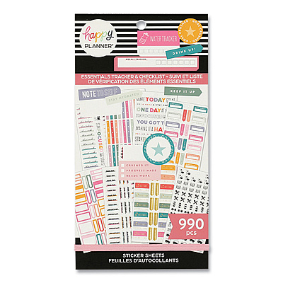 The Happy Planner Essentials Tracker & Checklist Classic Stickers, Productivity Theme, 990/Pack (THLSVP130151)