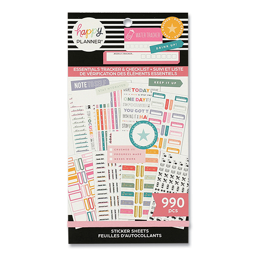 The Happy Planner Essentials Tracker & Checklist Classic Stickers, Productivity Theme, 990/Pack (THLSVP130151)