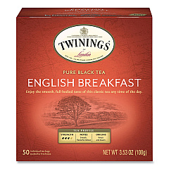 TWININGS Tea Bags, English Breakfast, 3.53 oz, 50/Box (TWG78221)