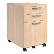 Union & Scale Essentials Three-Drawer Mobile Pedestal File, 2 Box/1 Legal/Letter-Size File Drawers, Natural, 15.6" x 21.3" x 24.3" (UOS45695CC)