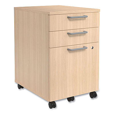 Union & Scale Essentials Three-Drawer Mobile Pedestal File, 2 Box/1 Legal/Letter-Size File Drawers, Natural, 15.6" x 21.3" x 24.3" (UOS45695CC)