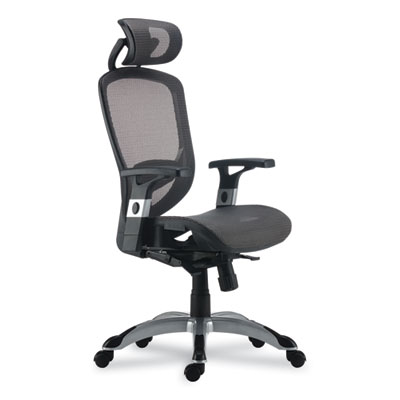 Union & Scale FlexFit Hyken Mesh Task Chair, Supports Up to 275 lb, 17.24" - 20.98" Seat Height, Charcoal Gray Seat/Back, Silver/Black Base (UOS59464VCC)