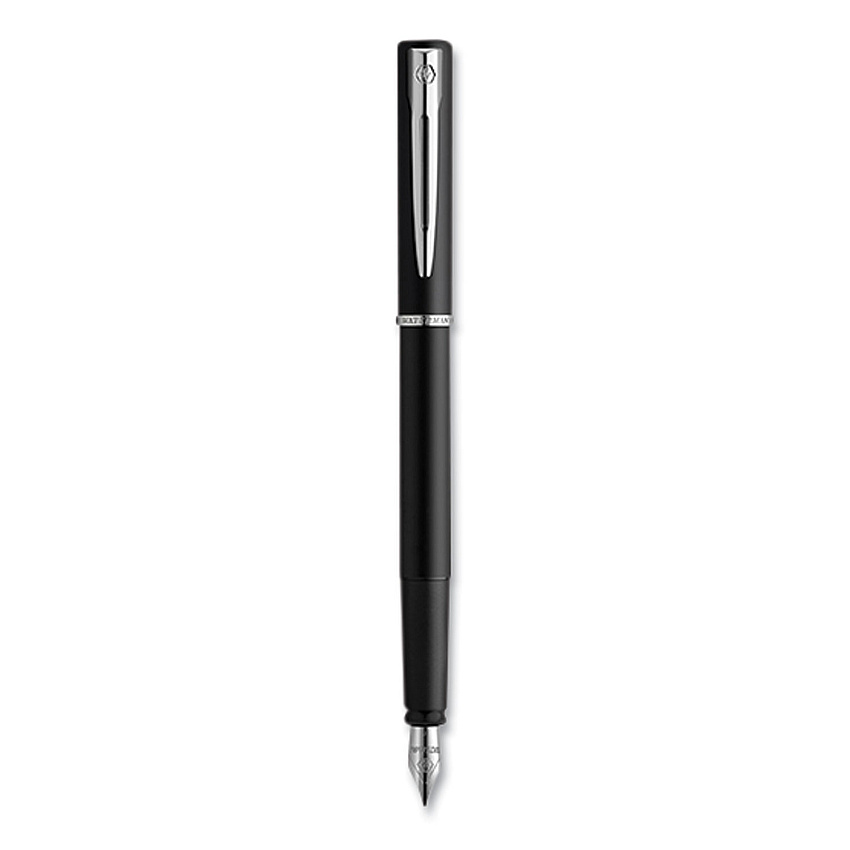 Waterman Allure Fountain Pen, Stick, Fine Nib, Blue Ink, Black/Silver Barrel (WAT2029061)