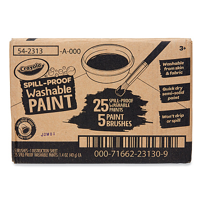 Crayola Spill Proof Washable Paints, 5 Colors, 1.4 oz Cups, 5 Sets/Carton (CYO542313)