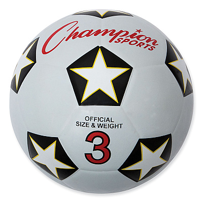Champion Sports Rubber Sports Ball, For Soccer, No. 3 Size, White/Black (CSISRB3)