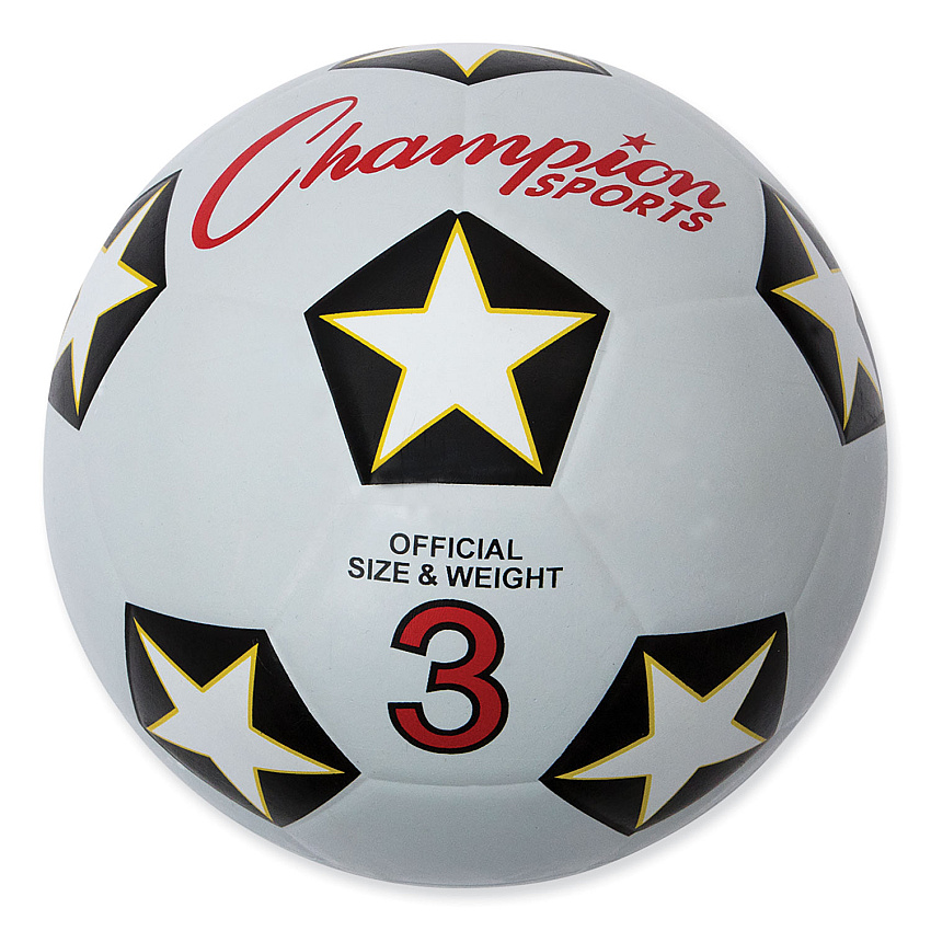 Champion Sports Rubber Sports Ball, For Soccer, No. 3 Size, White/Black (CSISRB3)