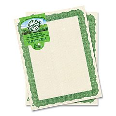 Geographics Award Certificates, 8.5 x 11, Natural with Green Braided Border, 15/Pack (GEO49016)
