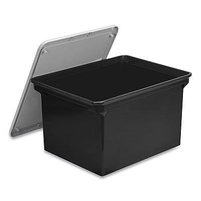 Storex Tote with Comfort Edges, Legal/Letter, 13.9" x 18.3" x 10.6", Black, 4/Carton (STX61528U04C)
