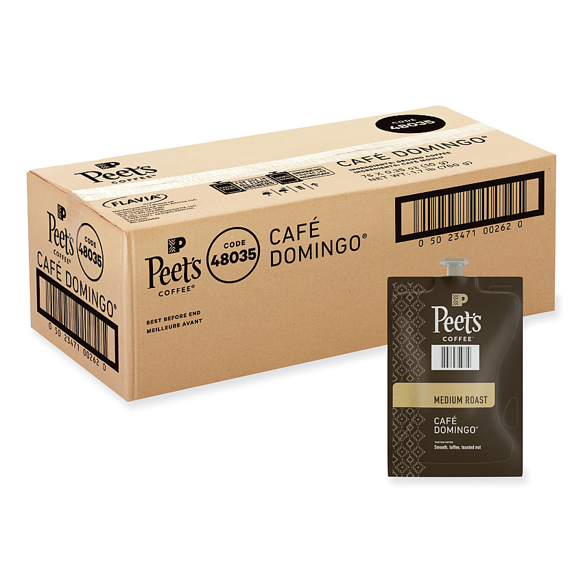Peet's Coffee FLAVIA Ground Coffee Freshpacks, Cafe  Domingo Blend, 0.35 oz Freshpack, 76/Carton (PEELPC00262)