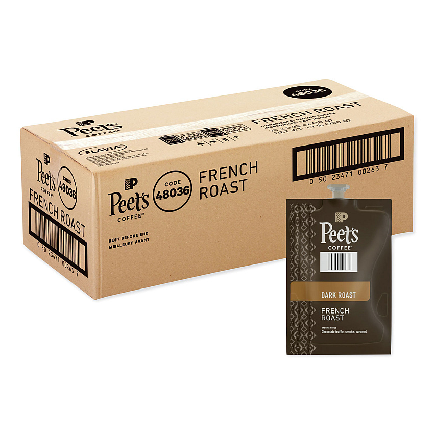 Peet's Coffee FLAVIA Ground Coffee Freshpacks, French Roast, 0.35 oz Freshpack, 76/Carton (PEELPC00263)