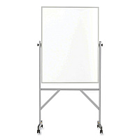 Ghent Reversible Magnetic Porcelain Whiteboard with Satin Aluminum Frame and Stand, 36 x 48, White Surface (GHEARM1M143)
