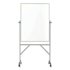 Ghent Reversible Magnetic Porcelain Whiteboard with Satin Aluminum Frame and Stand, 36 x 48, White Surface (GHEARM1M143)