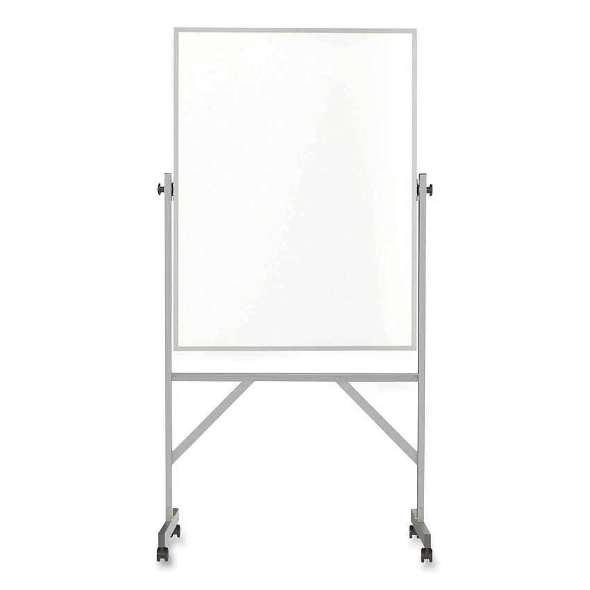 Ghent Reversible Magnetic Porcelain Whiteboard with Satin Aluminum Frame and Stand, 36 x 48, White Surface (GHEARM1M143)