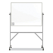 Ghent Reversible Magnetic Hygienic Porcelain Whiteboard, Satin Aluminum Frame and Stand, 48 x 36, White Surface (GHEARM4M434)
