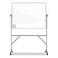 Ghent Reversible Magnetic Hygienic Porcelain Whiteboard, Satin Aluminum Frame and Stand, 48 x 36, White Surface (GHEARM4M434)