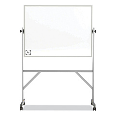 Ghent Reversible Magnetic Hygienic Porcelain Whiteboard, Satin Aluminum Frame and Stand, 48 x 36, White Surface (GHEARM4M434)