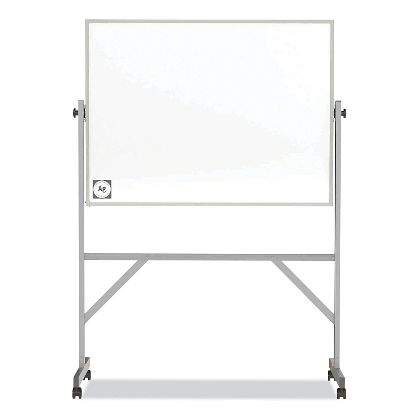Ghent Reversible Magnetic Hygienic Porcelain Whiteboard, Satin Aluminum Frame and Stand, 48 x 36, White Surface (GHEARM4M434)