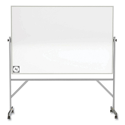 Ghent Reversible Magnetic Hygienic Porcelain Whiteboard, Satin Aluminum Frame/Stand, 72 x 48, White Surface (GHEARM4M446)