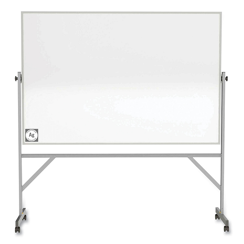 Ghent Reversible Magnetic Hygienic Porcelain Whiteboard, Satin Aluminum Frame/Stand, 96 x 48, White Surface (GHEARM4M448)