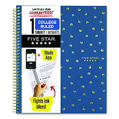 Five Star Style Wirebound Notebook, 1-Subject, Medium/College Rule, Randomly Assorted Cover Colors, (80) 11 x 8.5 Sheets (MEA820156F)