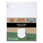 Five Star Reinforced Filler Paper Plus Study App, 3-Hole, 8.5 x 11, College Rule, 80/Pack (MEA170023)