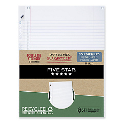 Five Star Reinforced Filler Paper Plus Study App, 3-Hole, 8.5 x 11, College Rule, 80/Pack (MEA170023)