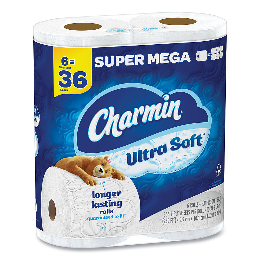 Charmin Ultra Soft Bathroom Tissue, Septic-Safe, 2-Ply, White, 336 Sheets/Roll, 18 Rolls/Carton (PGC08473)