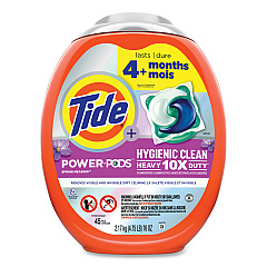 Tide Hygienic Clean Heavy 10x Duty Power Pods, Fresh Meadow Scent, 76 oz Tub, 45 Pods, 4/Carton (PGC09493)