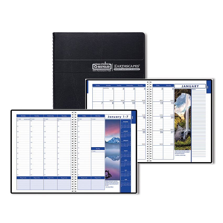 House of Doolittle Earthscapes Recycled Weekly/Monthly Appointment Book, Landscape Photos, 11 x 8.5, Black Soft Cover, 12-Month (Jan-Dec): 2026 (273)