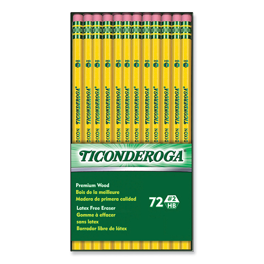 Ticonderoga Pencils, HB (#2), Black Lead, Yellow Barrel, 72/Pack (DIXX33904X)