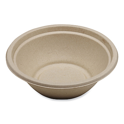 World Centric Fiber Bowls, 24 oz, 7.4 x 7.4 x 2.3, Natural, Paper, 500/Carton (WORBOSCU24LFP)