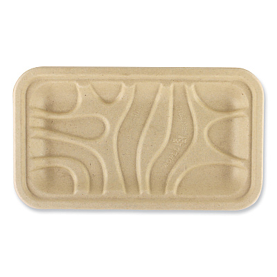 World Centric Fiber Trays, 4.8 x 8.3 x 0.7, Natural, Paper, 500/Carton (WORTRSC17SLFS)