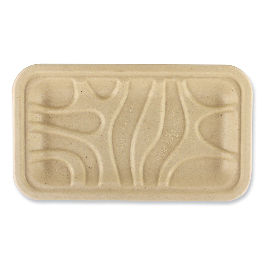 World Centric Fiber Trays, 4.8 x 8.3 x 0.7, Natural, Paper, 500/Carton (WORTRSC17SLFS)