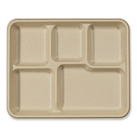 World Centric Fiber Trays, 5-Compartment, 8.5 x 10.24 x 1.01, Natural, Paper, 400/Carton (WORTRSC5CLFS)